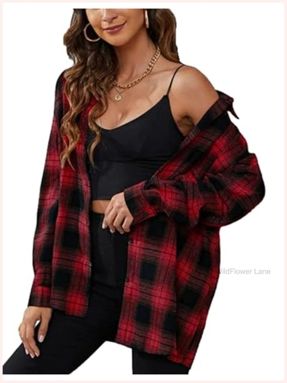 Oversized Flannel Plaid Button Down Shirt Long Sleeve Soft Lightweight